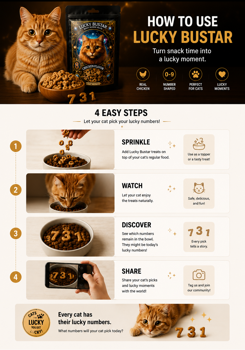 Pet parents sharing lucky number results from Lucky Bustar interactive pet treat experience
